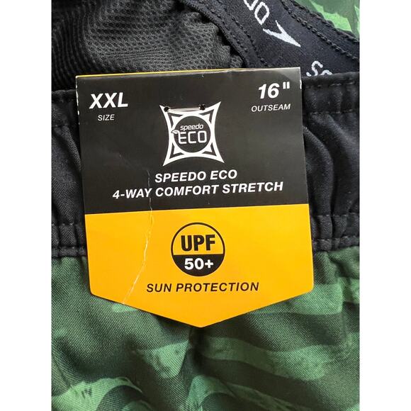 SPEEDO Board Shorts Men XXLarge Green UPF50+ Comfort Stretch Mesh Lining NWT - Picture 13 of 16